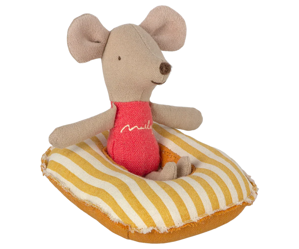 Maileg Rubber Boat, Small Mouse - Yellow Stripe