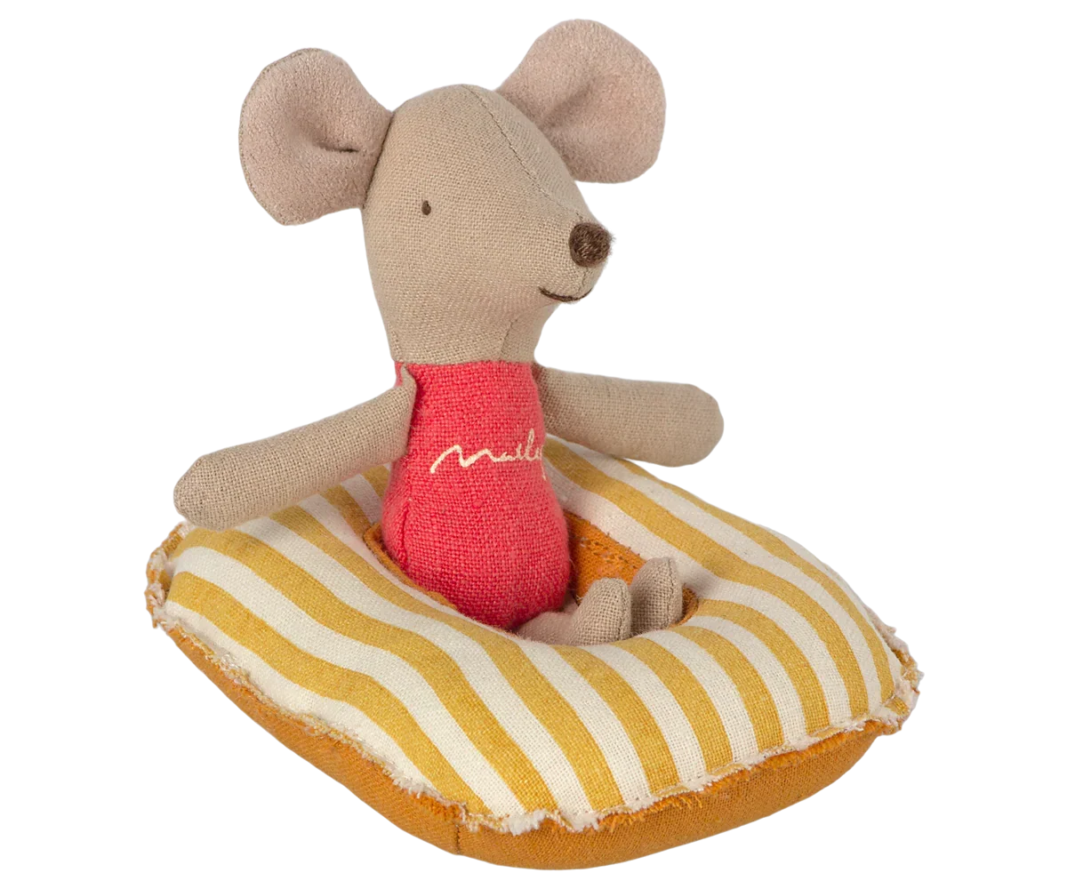 Maileg Rubber Boat, Small Mouse - Yellow Stripe