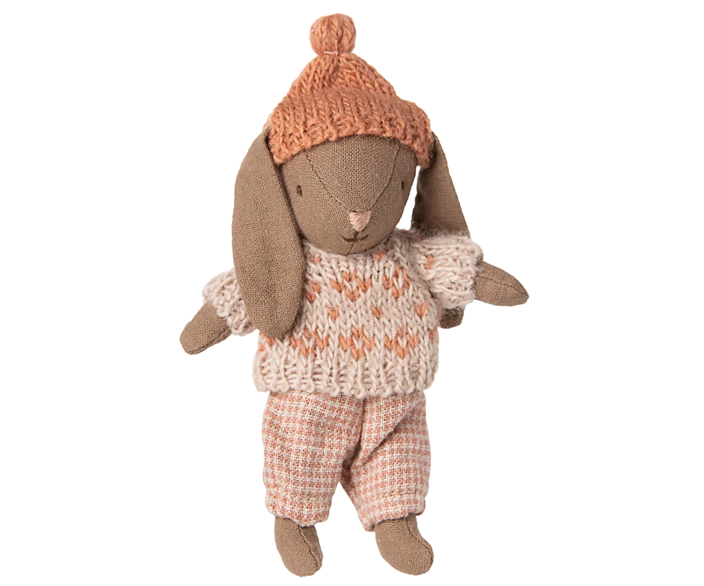 Maileg Winter Bunny, Micro - Brown - Rose
