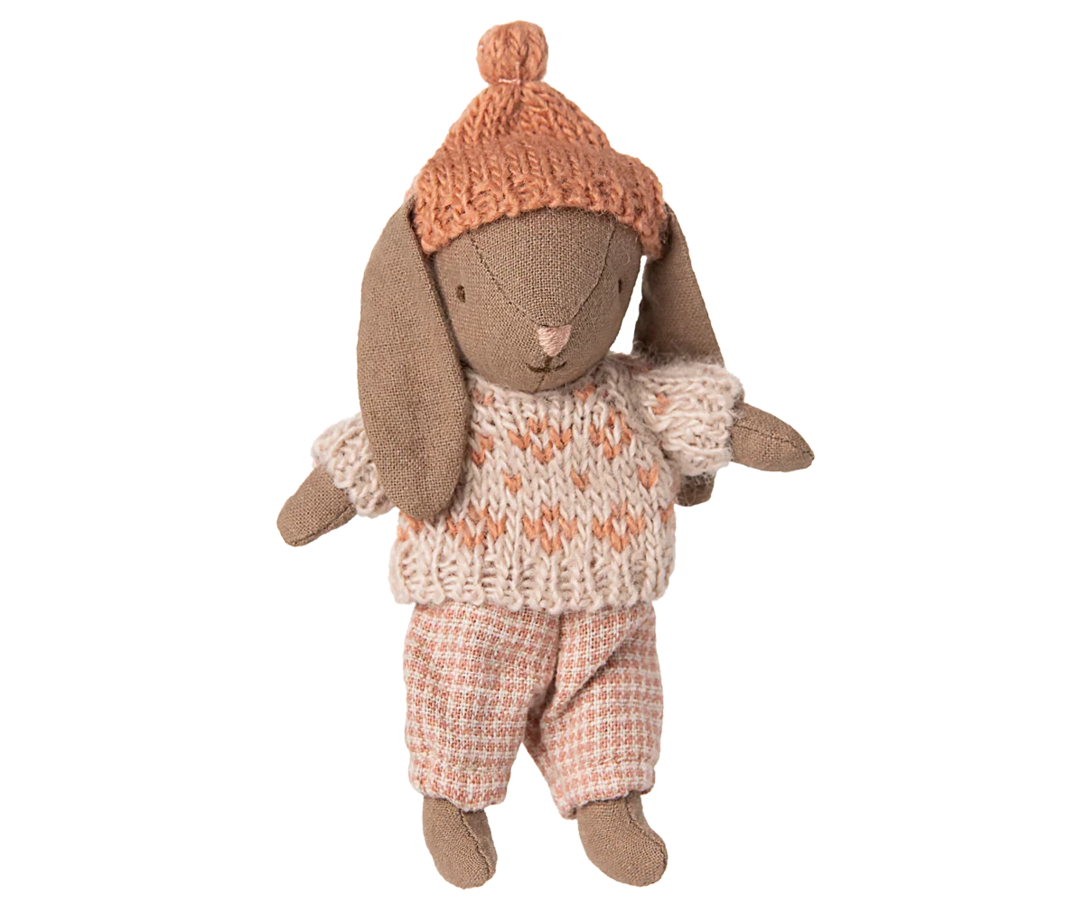 Maileg Winter Bunny, Micro - Brown - Rose