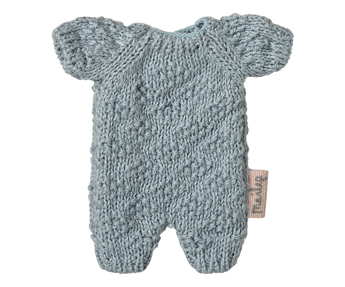 Maileg Extra Clothing: Knitted Suit, Micro - Blue for Micro Bunny