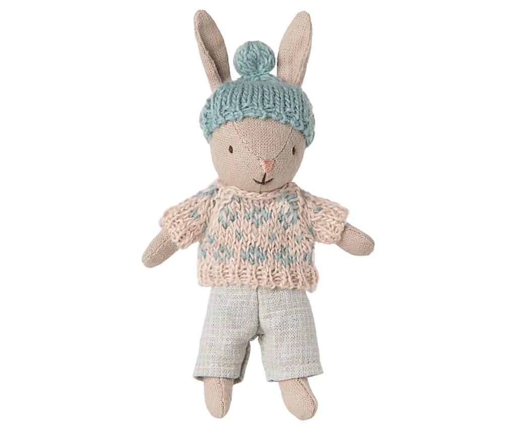 Maileg Winter Rabbit, Micro - Sand - Mint