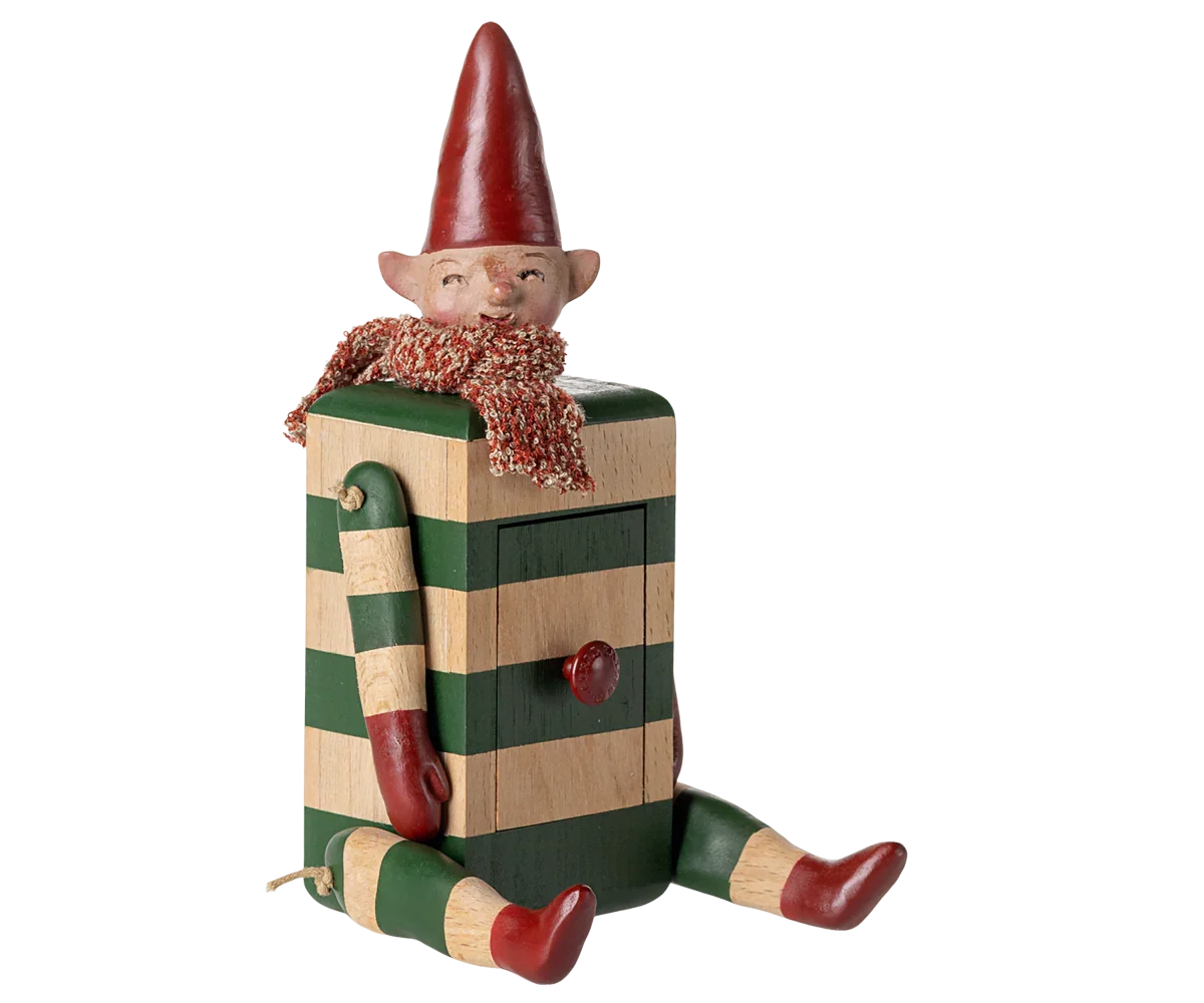 PRE-ORDER: Maileg Elf with Drawer - Green (Estimated Arrival Mid August)