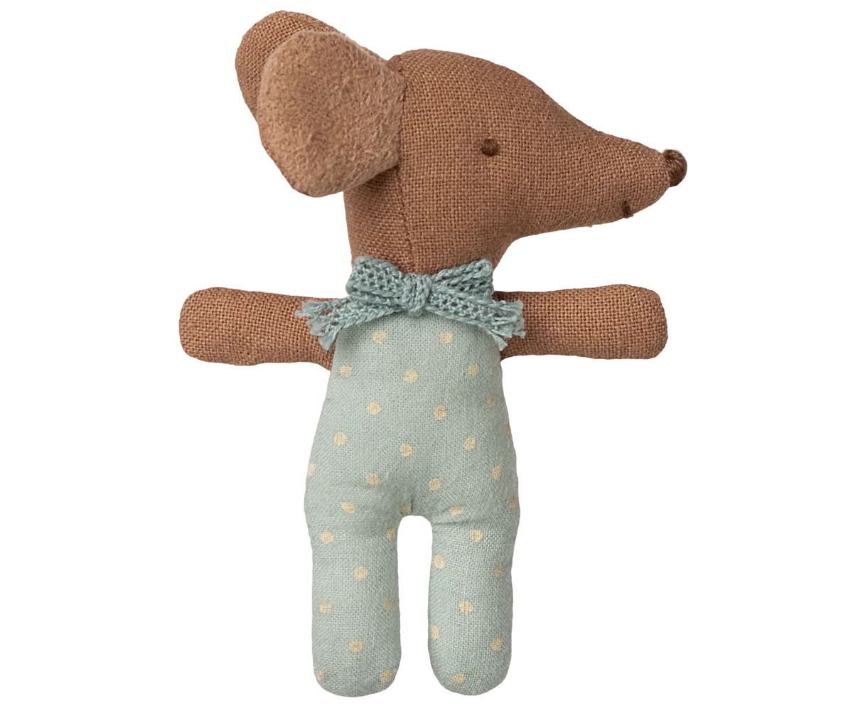 Maileg Sleepy Wakey Baby Mouse in Matchbox - Blue