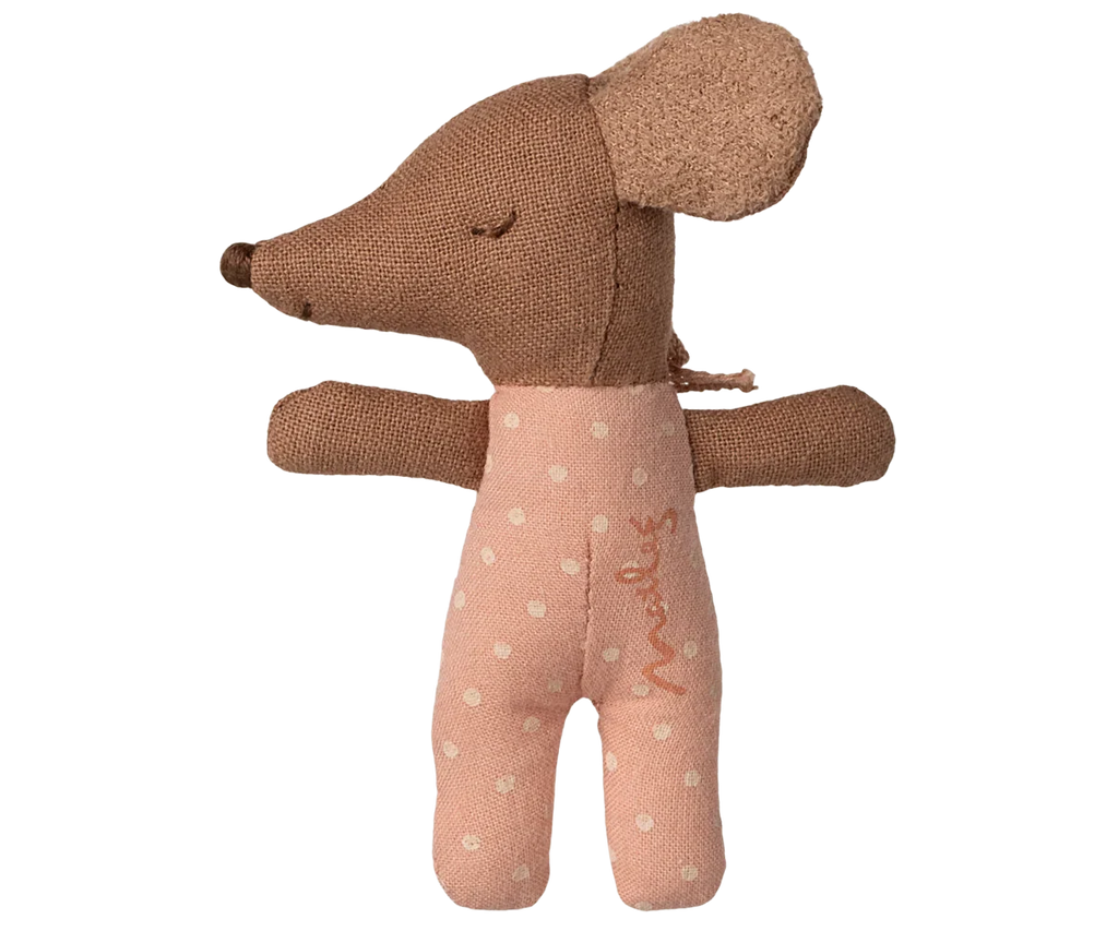 Maileg Sleepy Wakey Baby Mouse in Matchbox - Rose