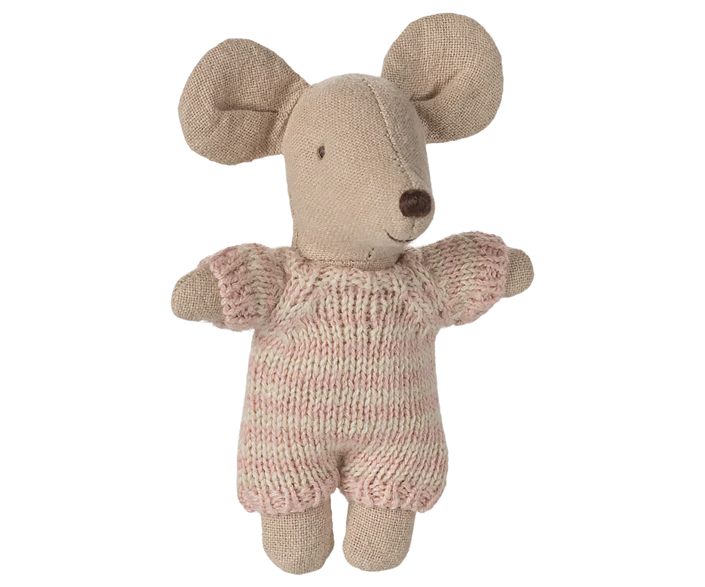 Maileg Baby Mouse in Carry Cot - Rose