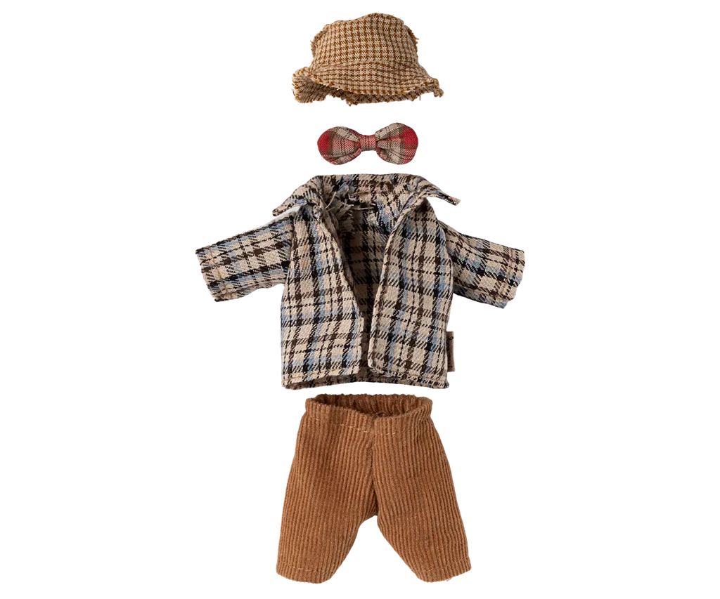 Maileg Extra Clothing: Jacket, Pants, Hat and Bow Tie for Grandpa Mouse
