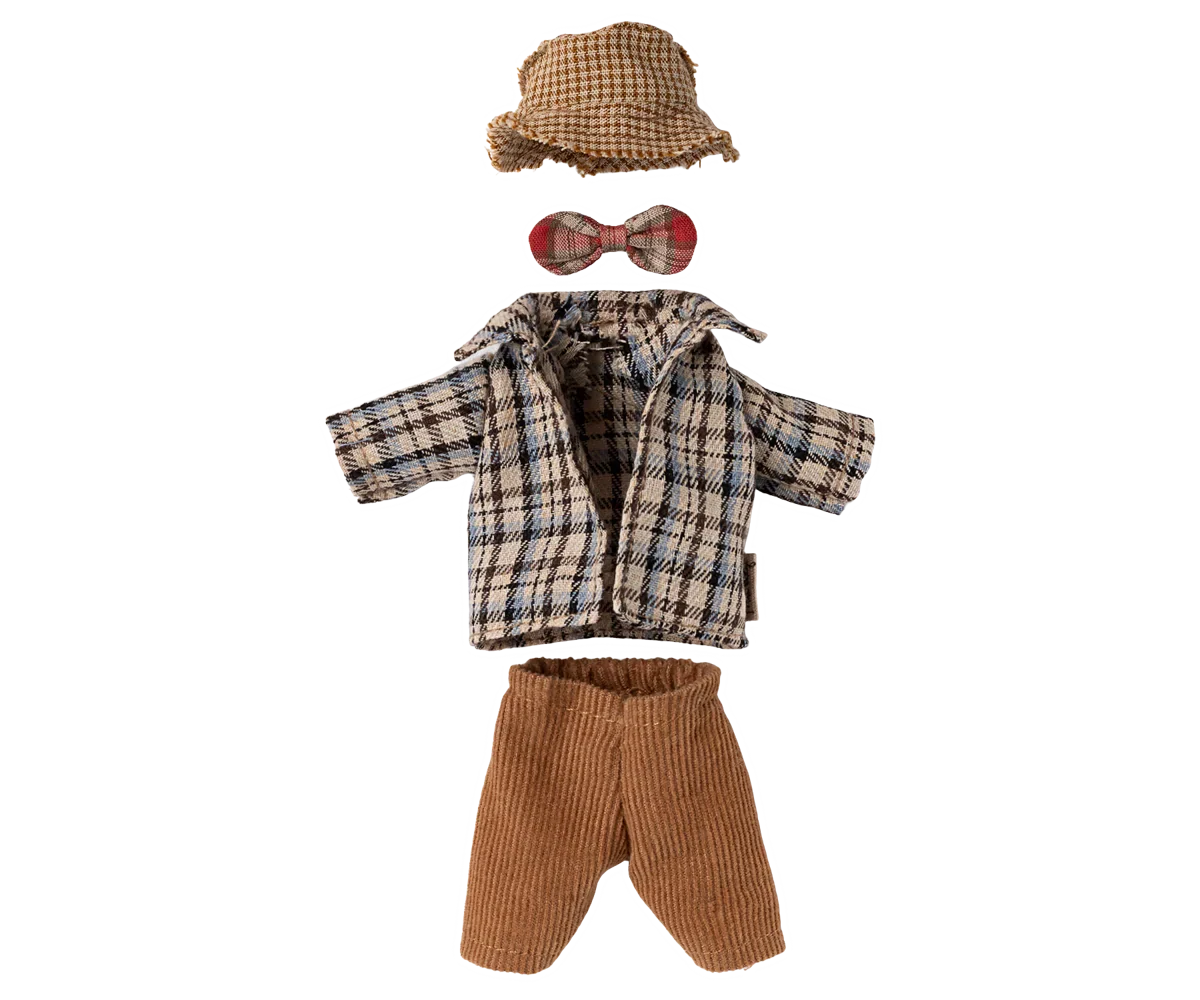 Maileg Extra Clothing: Jacket, Pants, Hat and Bow Tie for Grandpa Mouse
