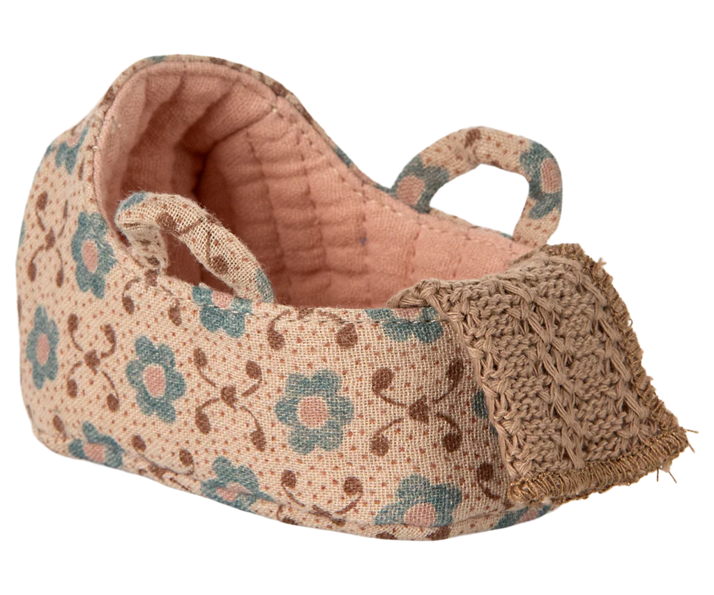 Maileg Carry Cot, Baby Mouse Size - Rose
