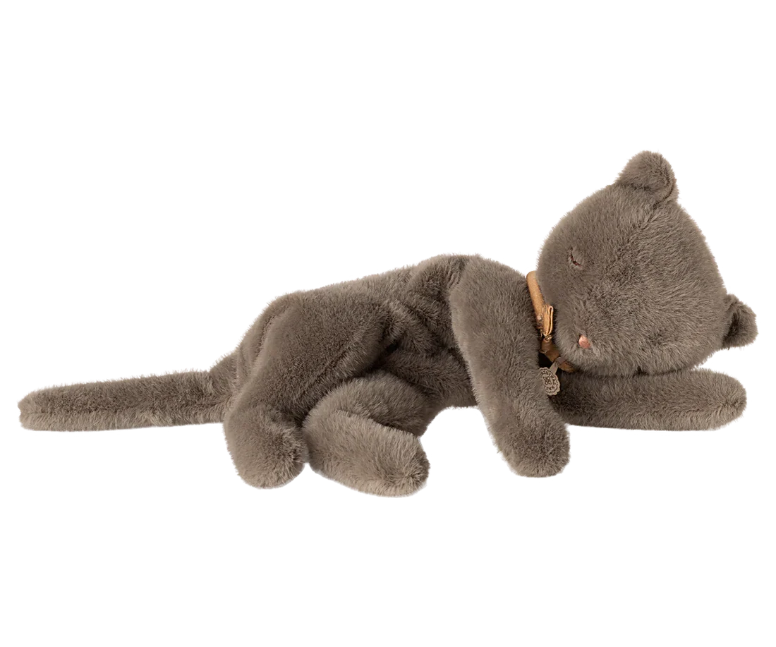 Maileg Sleeping Kitten Plush, Medium - Grey