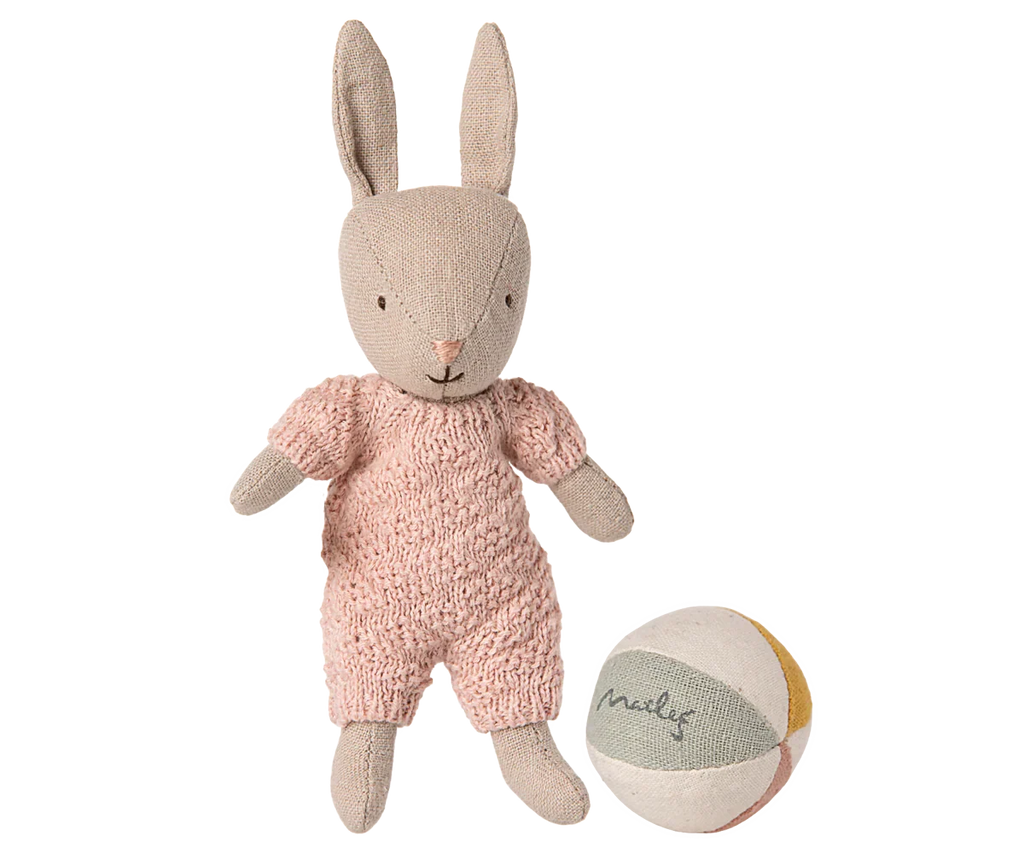 Maileg Rabbit With Accessories, Micro - Sand - Rose