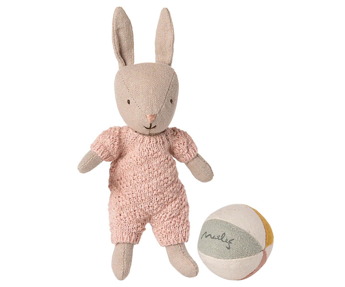 Maileg Rabbit With Accessories, Micro - Sand - Rose