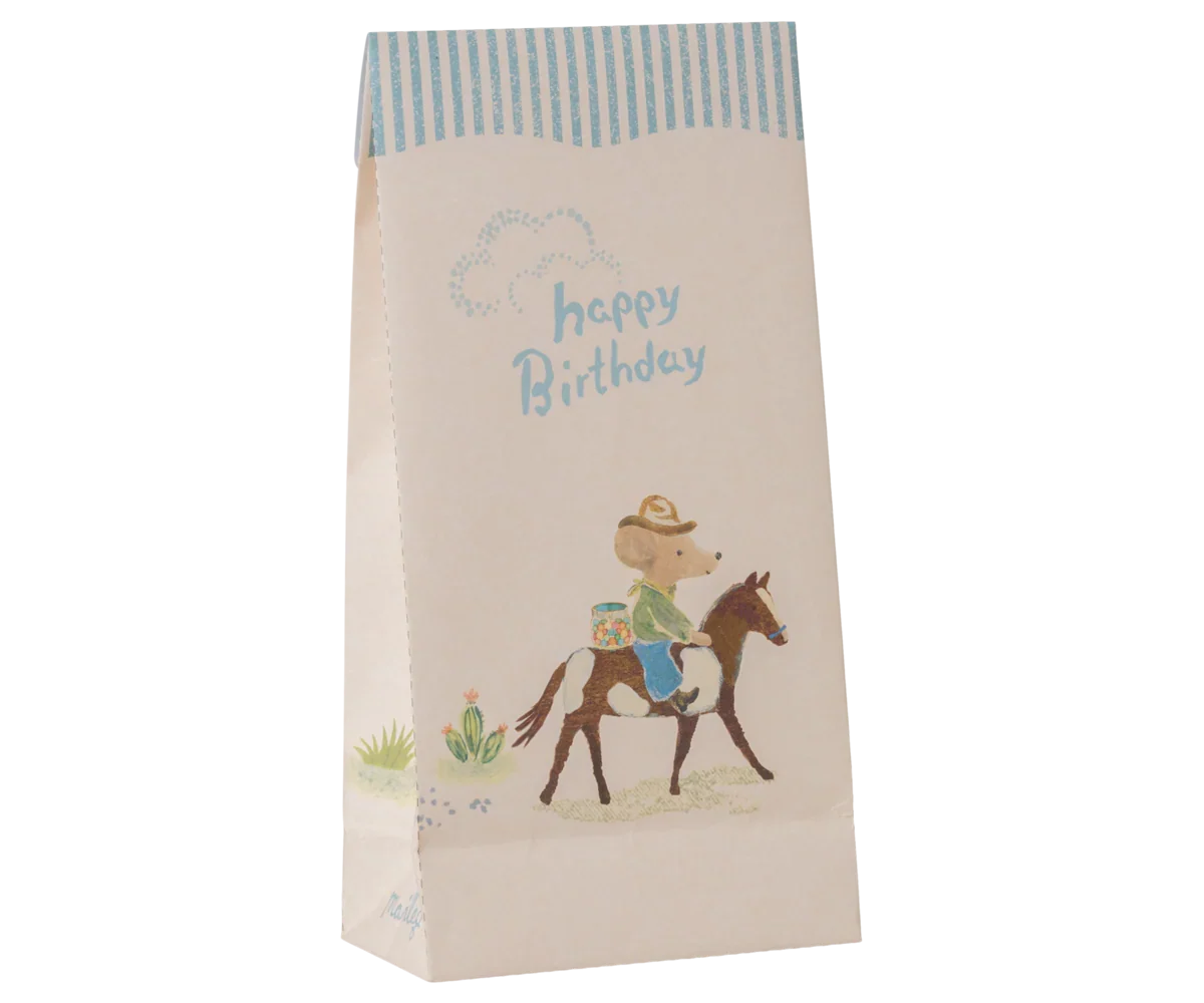 Maileg Goodie Bags - Happy Birthday - Cowboy - 12 Pieces