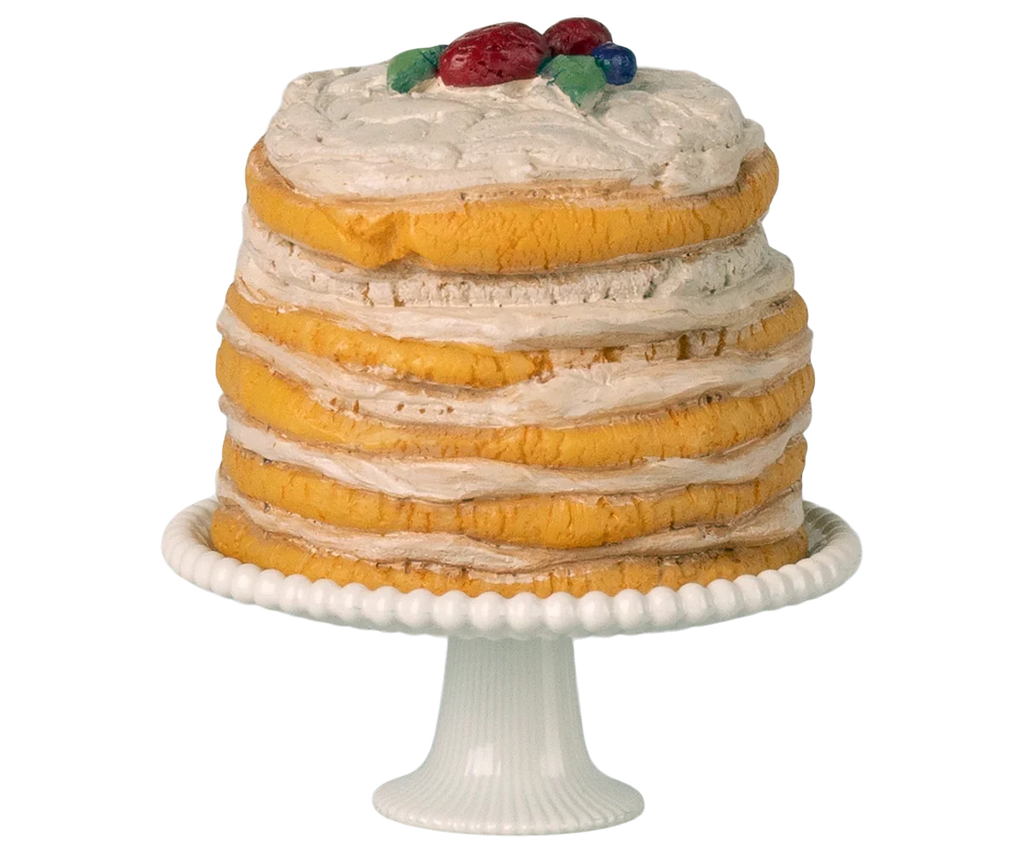Maileg Party Cake and Cake Stand, Mouse - Off White