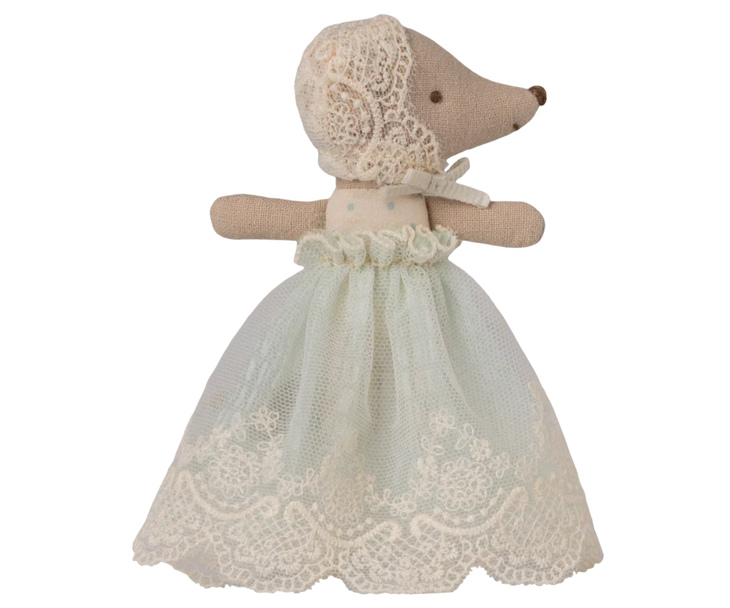 Maileg Baby Mouse in Gown - Mint
