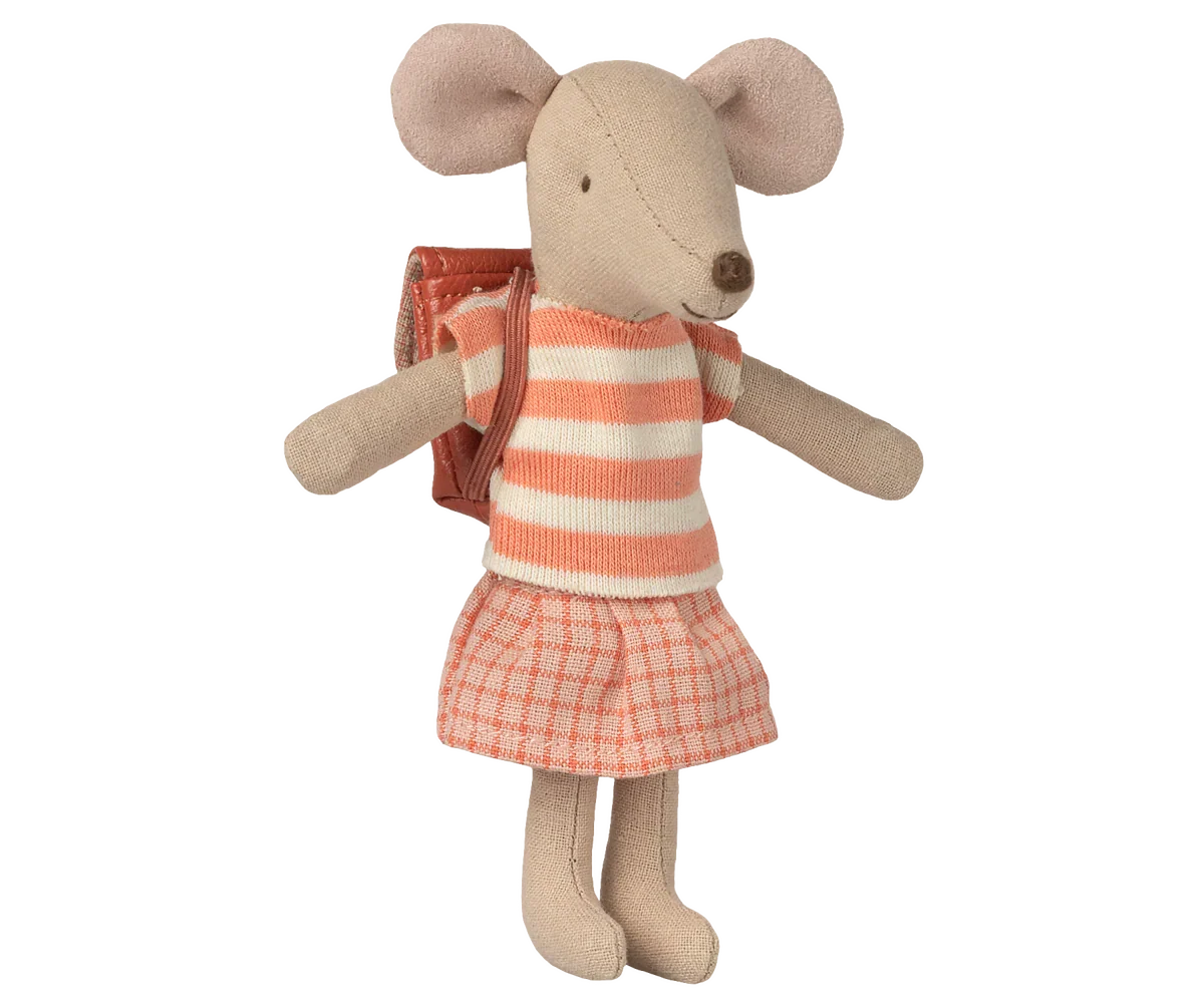 Maileg Clothes and Bag, Big Sister Mouse - Coral
