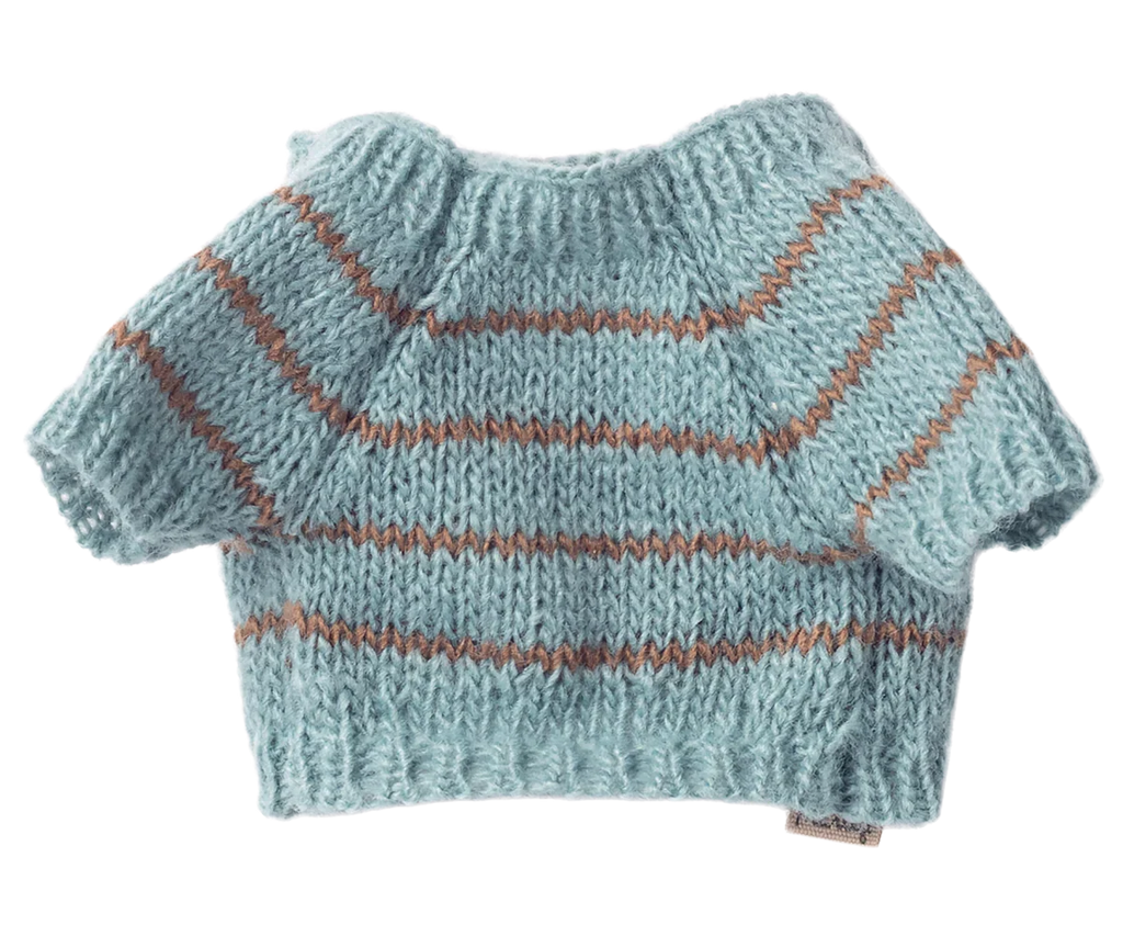 Maileg Knitted Puppy Sweater - Dusty Blue