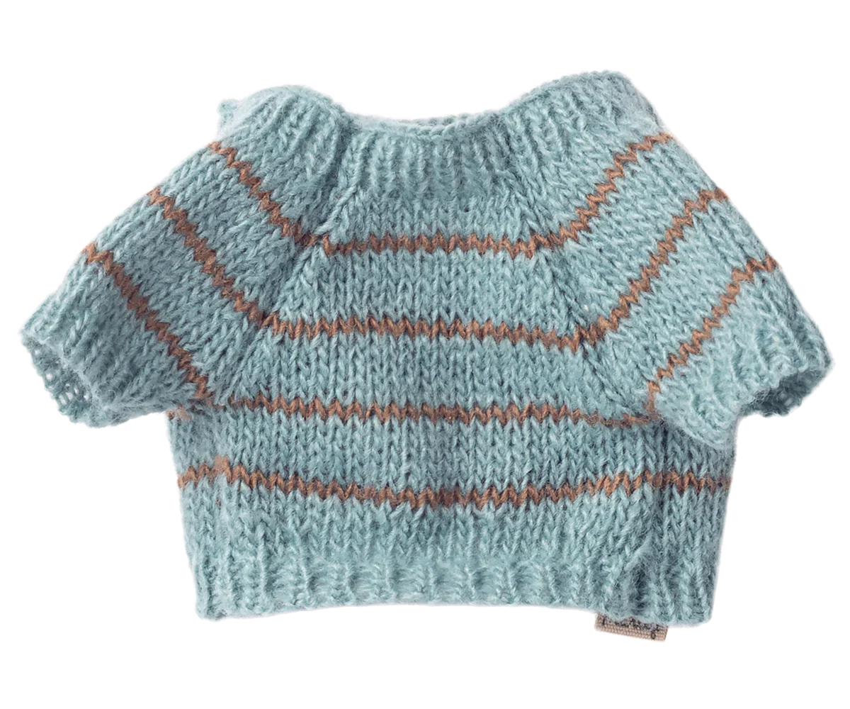 Maileg Knitted Puppy Sweater - Dusty Blue