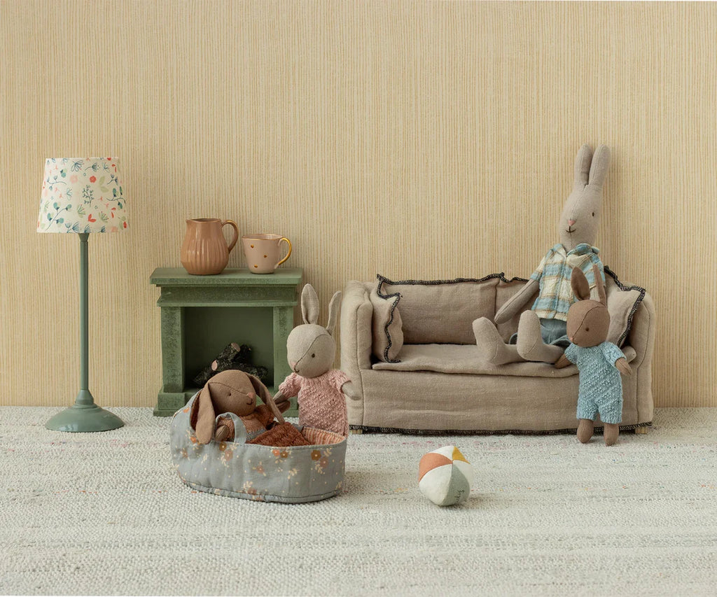 Maileg Micro Bunny With Ball - Brown - Dusty Rose (Magnetic Hands)