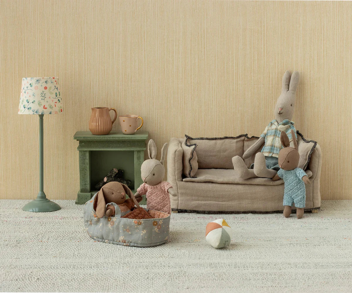 Maileg Micro Bunny With Ball - Brown - Dusty Rose (Magnetic Hands)