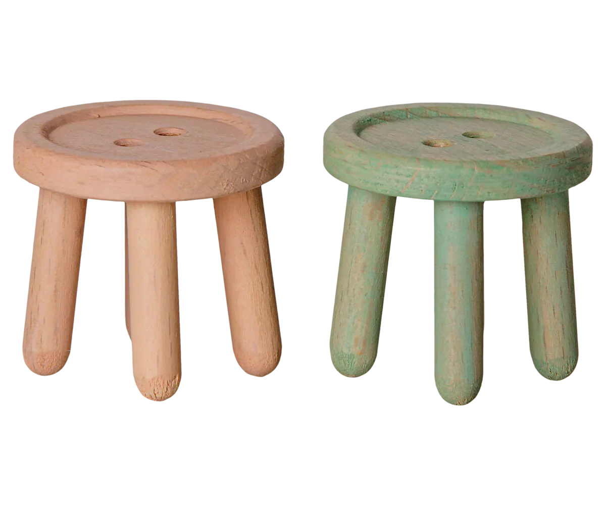 Maileg Stool Set, Mouse - Light Rose/Light Mint