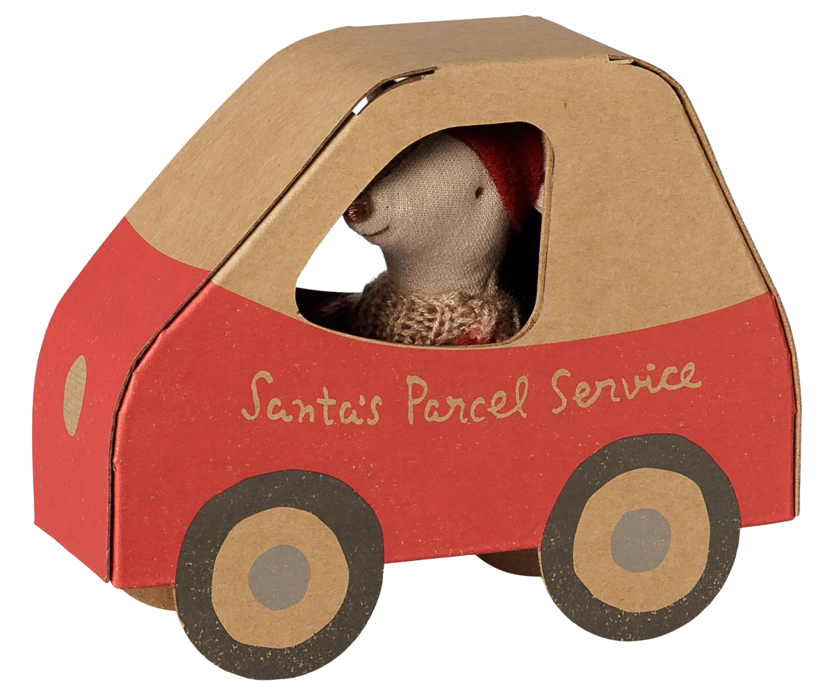 PRE-ORDER: Maileg Christmas Mouse, Little Sister in Car Box (Estimated Arrival Early November)