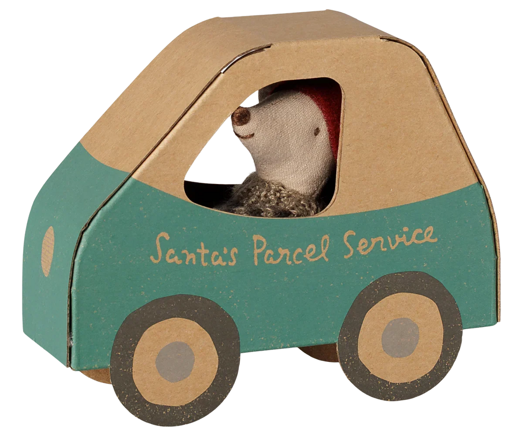 PRE-ORDER: Maileg Christmas Mouse, Little Brother in Car Box (Estimated Arrival Early November)