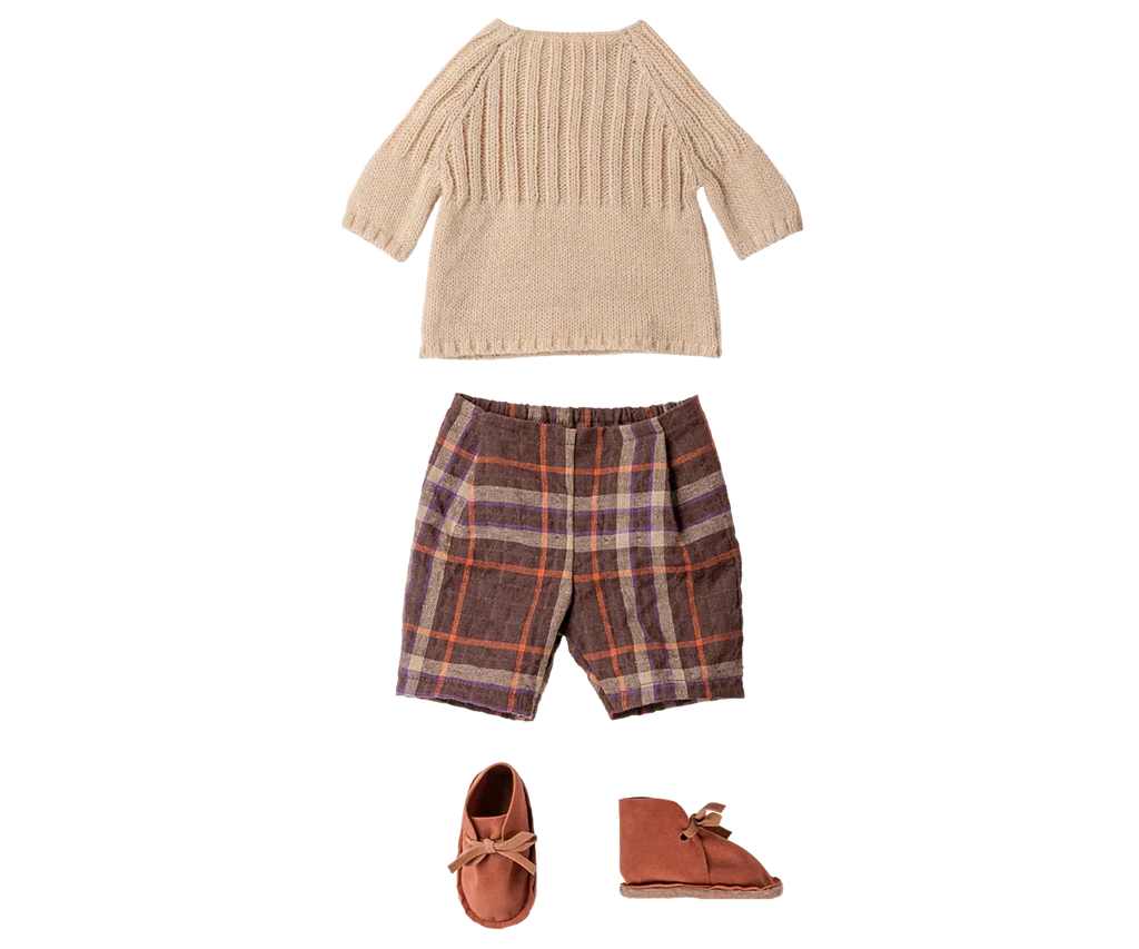 PRE-ORDER: Maileg Pants and Knitted Sweater, Size 4 - Off White (Estimated Arrival Early November)