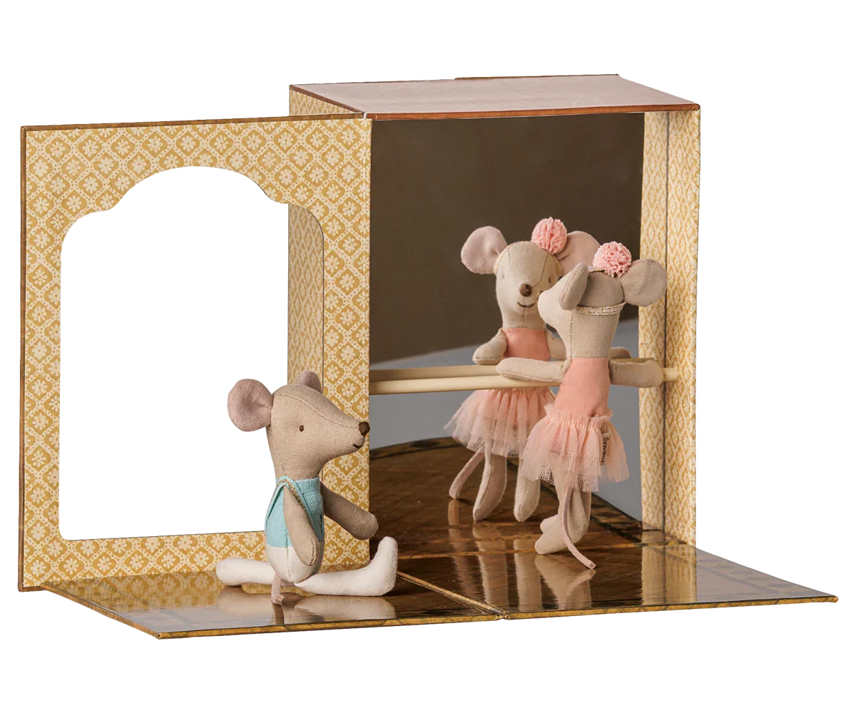 Maileg Ballet Mice in Dance Studio, Little Sister and Brother