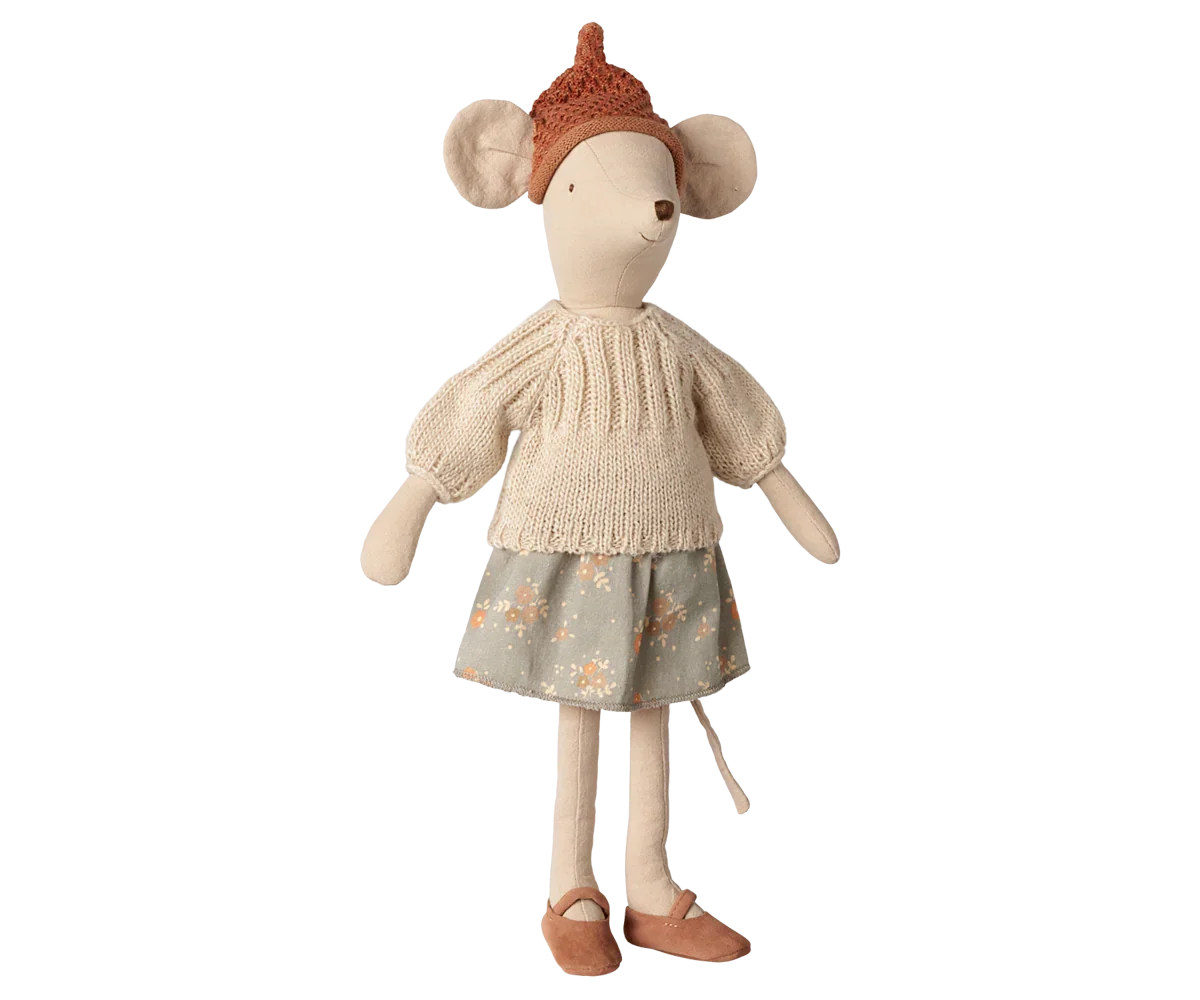 PRE-ORDER: Maileg Mouse, Medium - Skirt and Sweater (Estimated Arrival Early November)