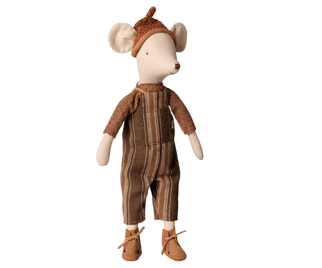 PRE-ORDER: Maileg Mouse, Medium - Overall and Sweater (Estimated Arrival Early November)