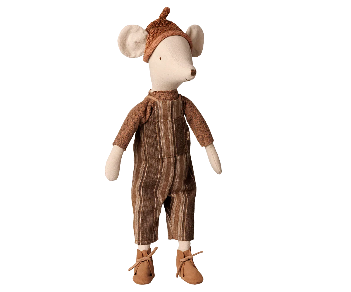 PRE-ORDER: Maileg Mouse, Medium - Overall and Sweater (Estimated Arrival Early November)