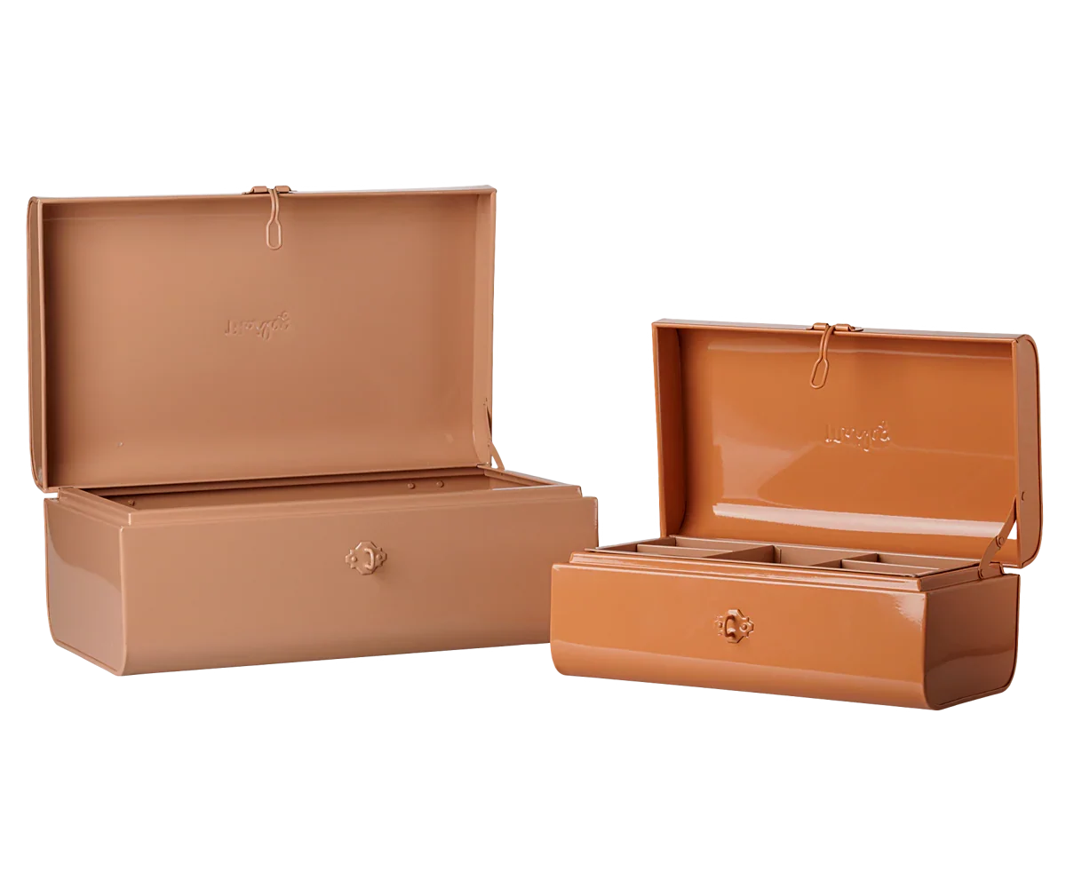 PRE-ORDER: Maileg Storage Suitcase Set - Powder/Coral with Tray (Estimated Arrival Early November)