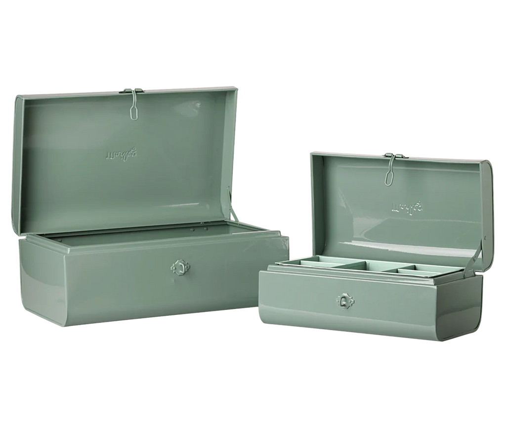 PRE-ORDER: Maileg Storage Suitcase Set - Dark Mint with Tray (Estimated Arrival Early November)