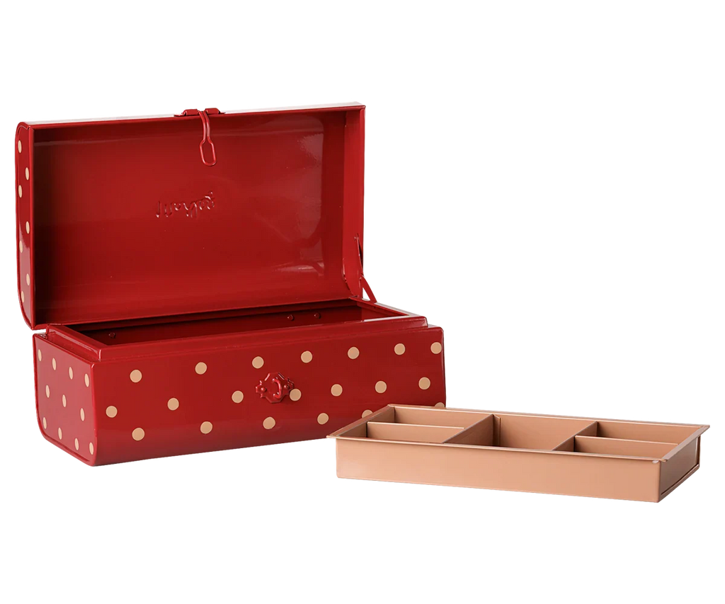 PRE-ORDER: Maileg Storage Suitcase, Small - Red with Tray (Estimated Arrival Early November)