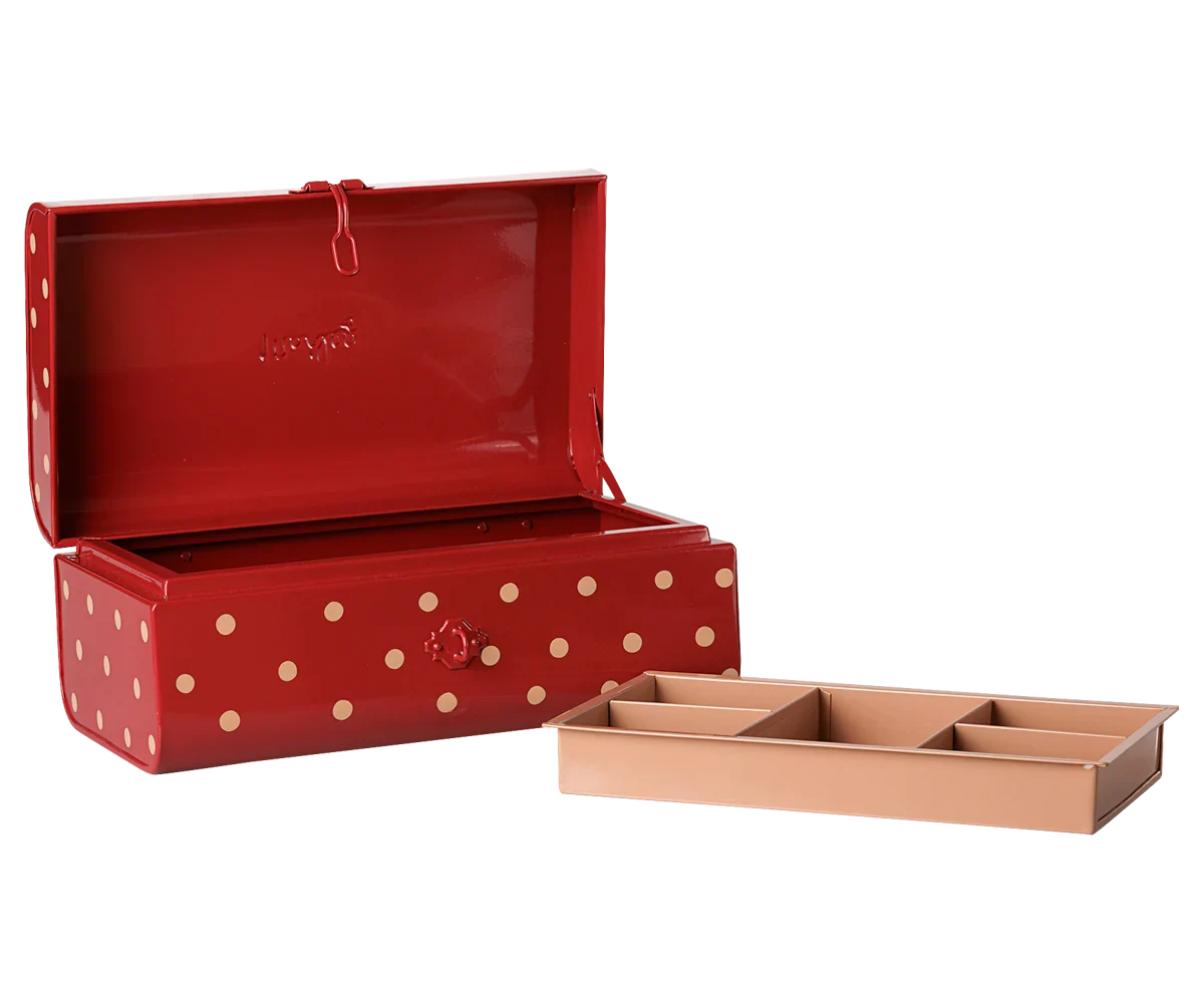 PRE-ORDER: Maileg Storage Suitcase, Small - Red with Tray (Estimated Arrival Early November)