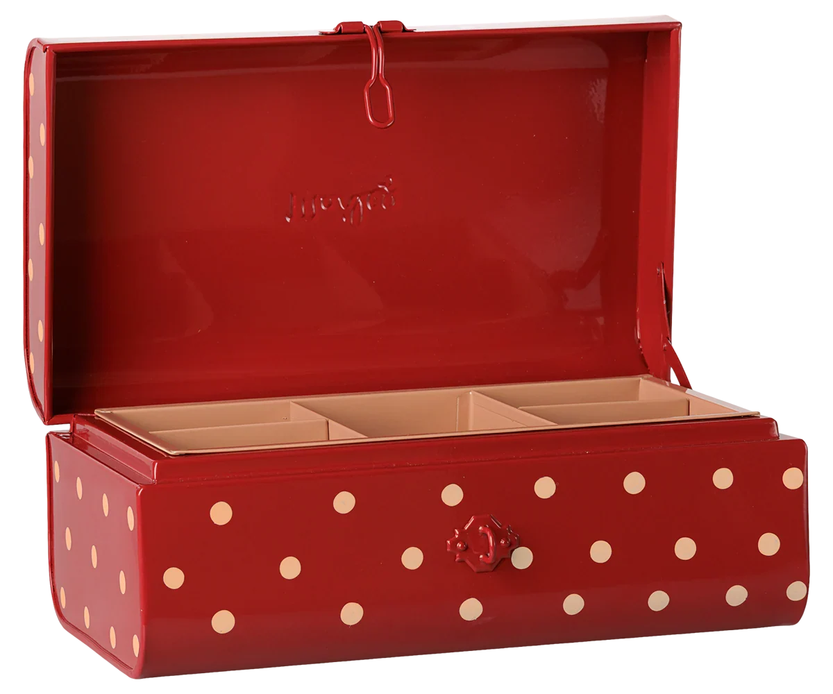 PRE-ORDER: Maileg Storage Suitcase, Small - Red with Tray (Estimated Arrival Early November)