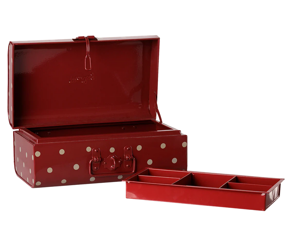 PRE-ORDER: Maileg Storage Suitcase, Small - Dark Red with Tray (Estimated Arrival Early November)