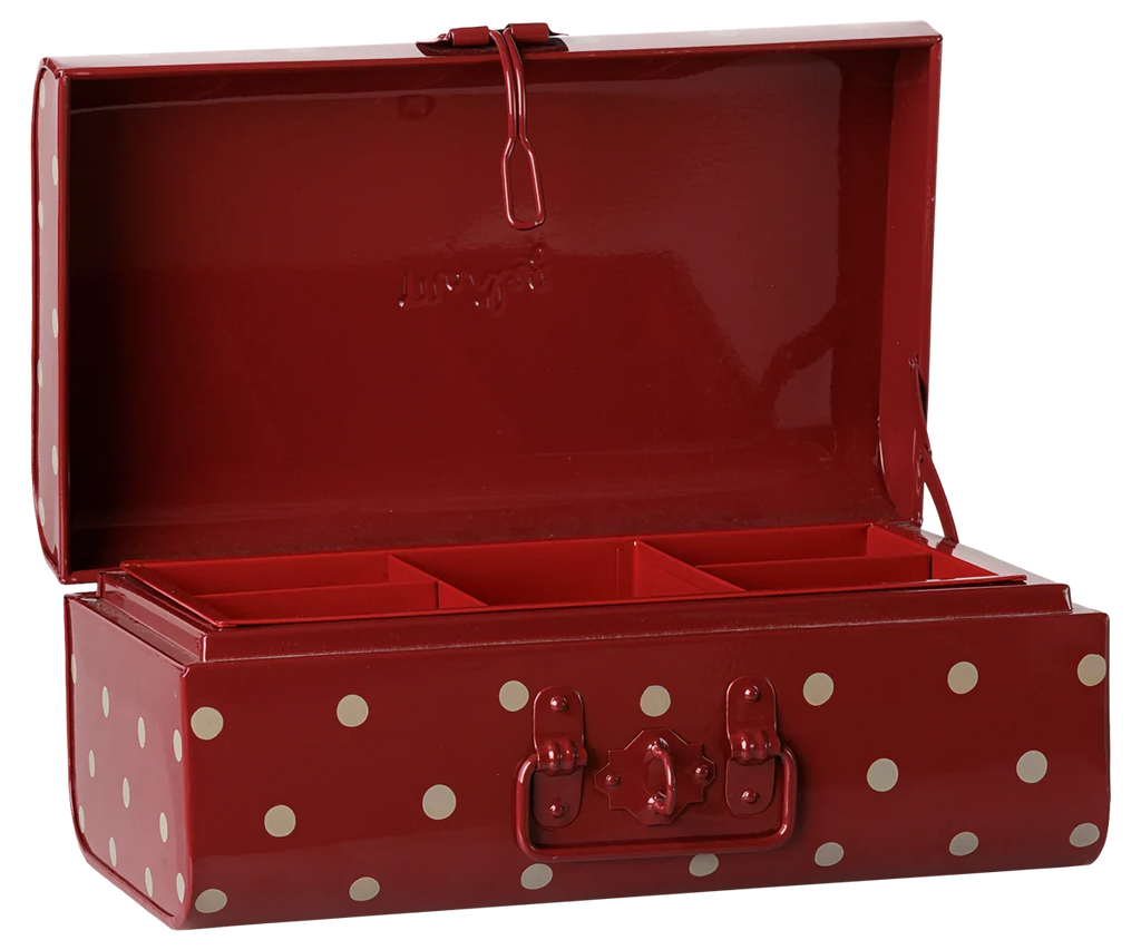 PRE-ORDER: Maileg Storage Suitcase, Small - Dark Red with Tray (Estimated Arrival Early November)