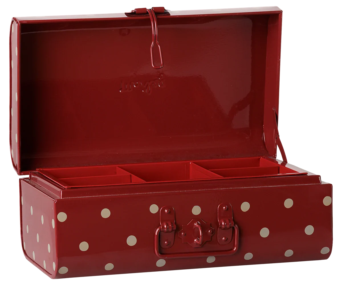 PRE-ORDER: Maileg Storage Suitcase, Small - Dark Red with Tray (Estimated Arrival Early November)