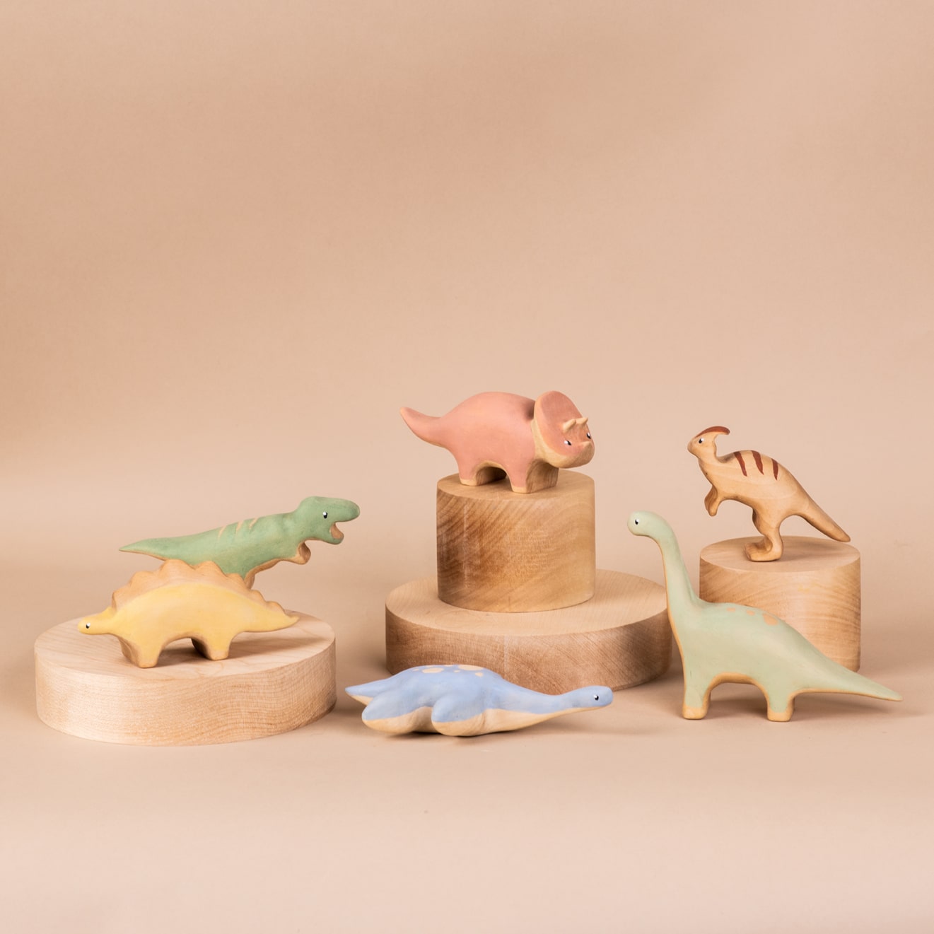 Handmade Wooden Parasaurolophus Dinosaur