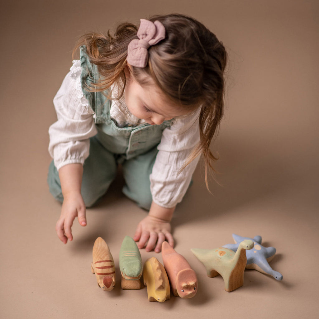 Handmade Wooden Triceratops Dinosaur