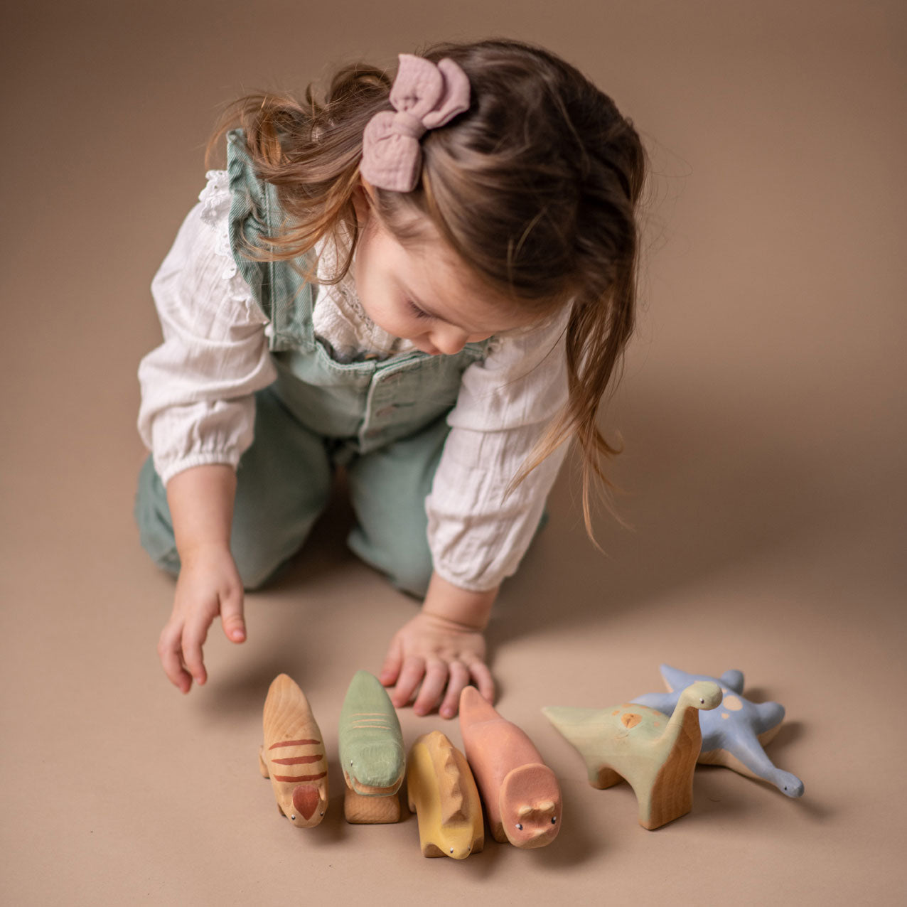 Handmade Wooden Triceratops Dinosaur