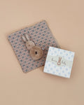 Maileg Bunny Rattle & Burp Cloth Set - Cream Peach