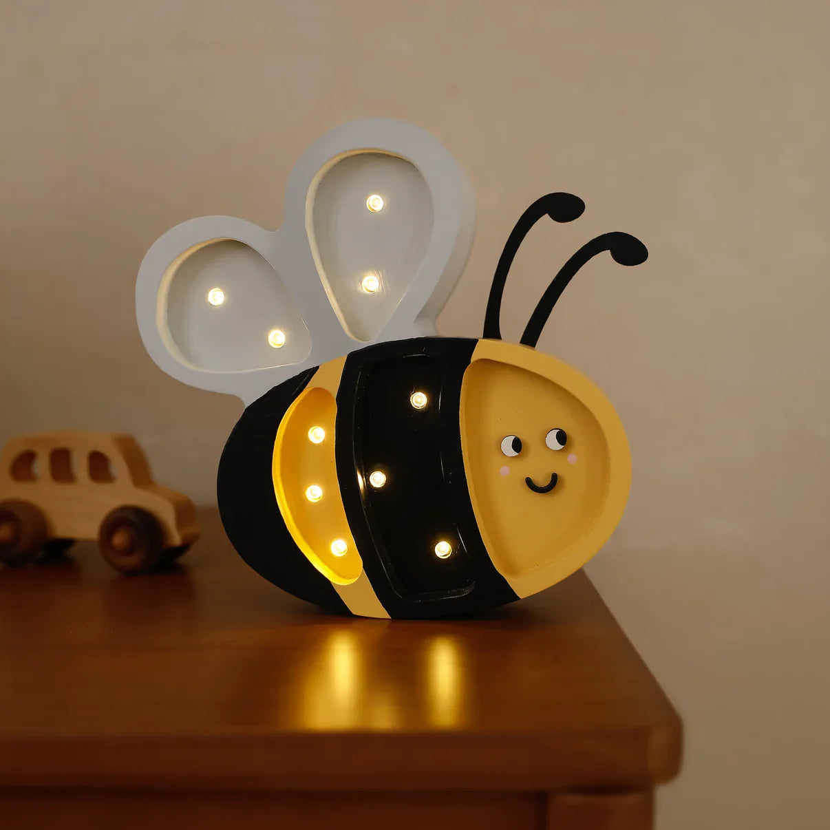 Handmade Wooden Mini Lamp - Happy Bee