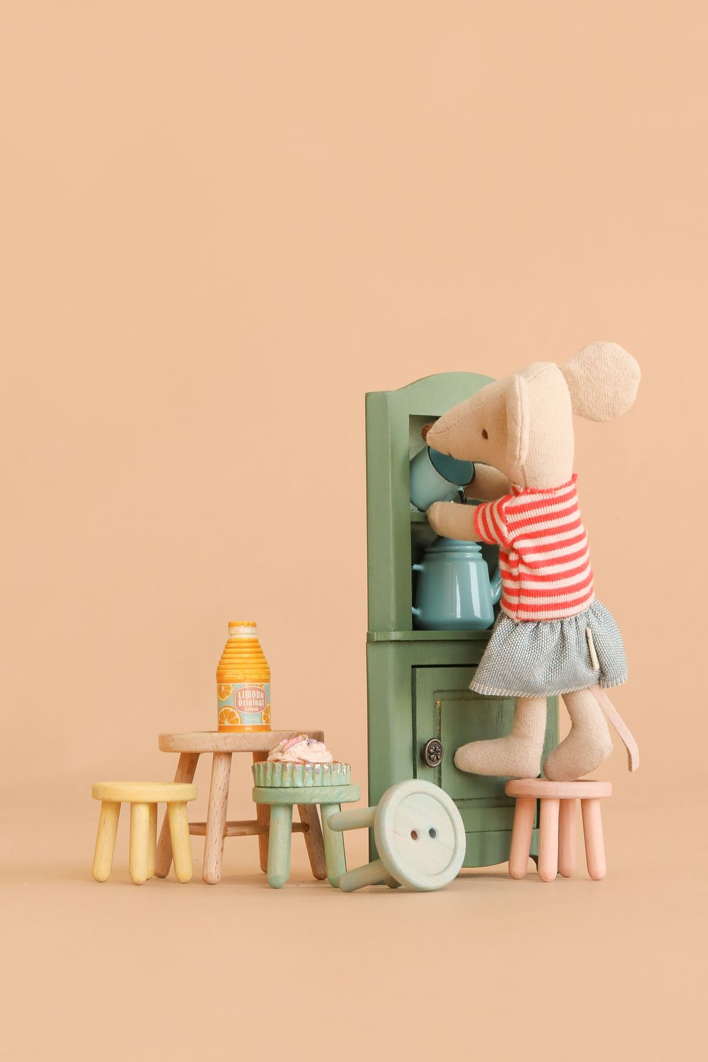 Maileg Stool Set, Mouse - Mint/Light Yellow