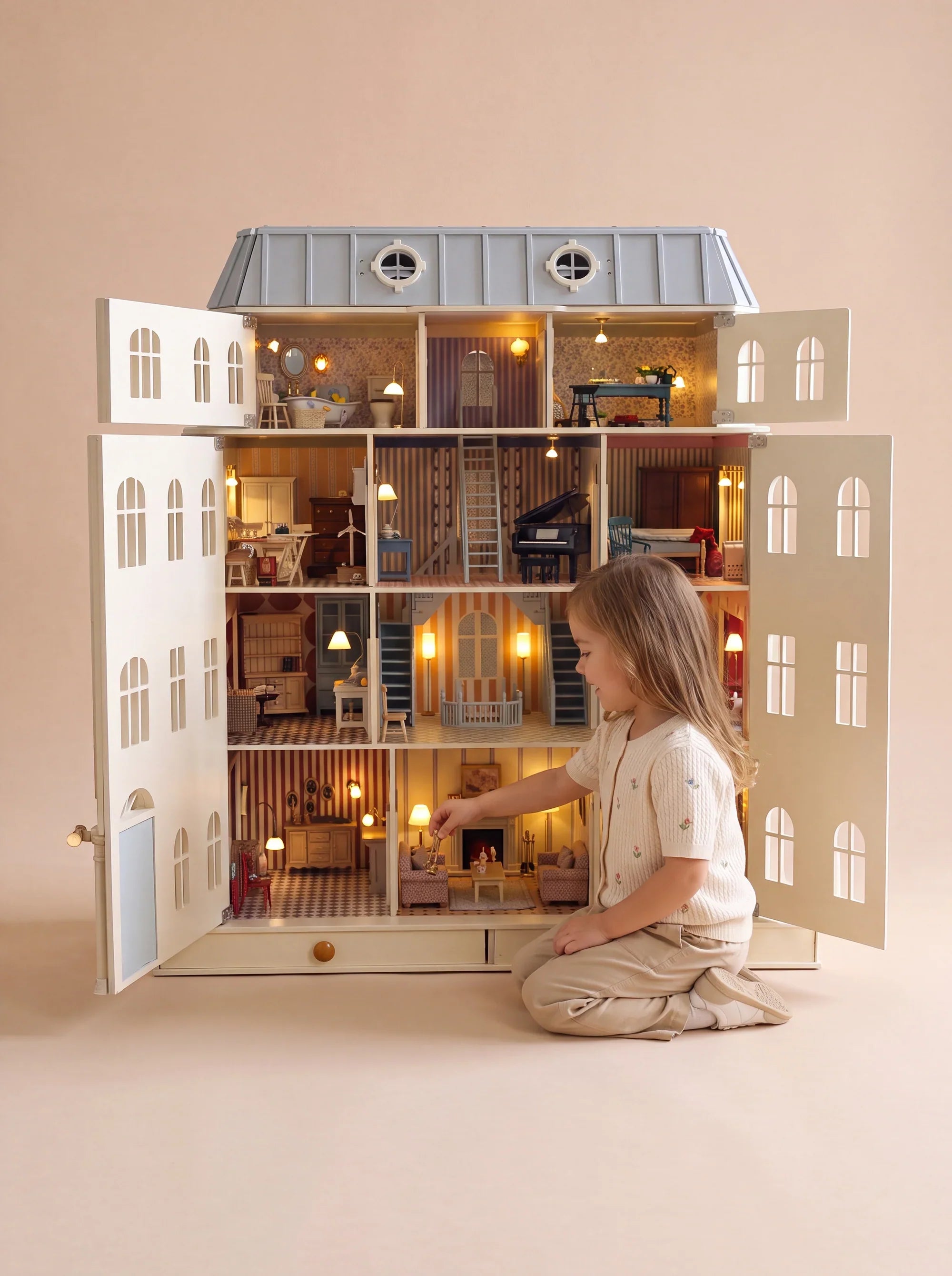 Fully Furnished Dollhouse With Lights, House of Monaco (ships mid-September)