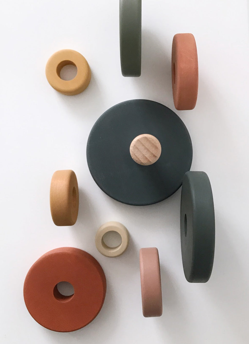 Sabo Concept Wooden Pyramid Stacker - Green & Mustard