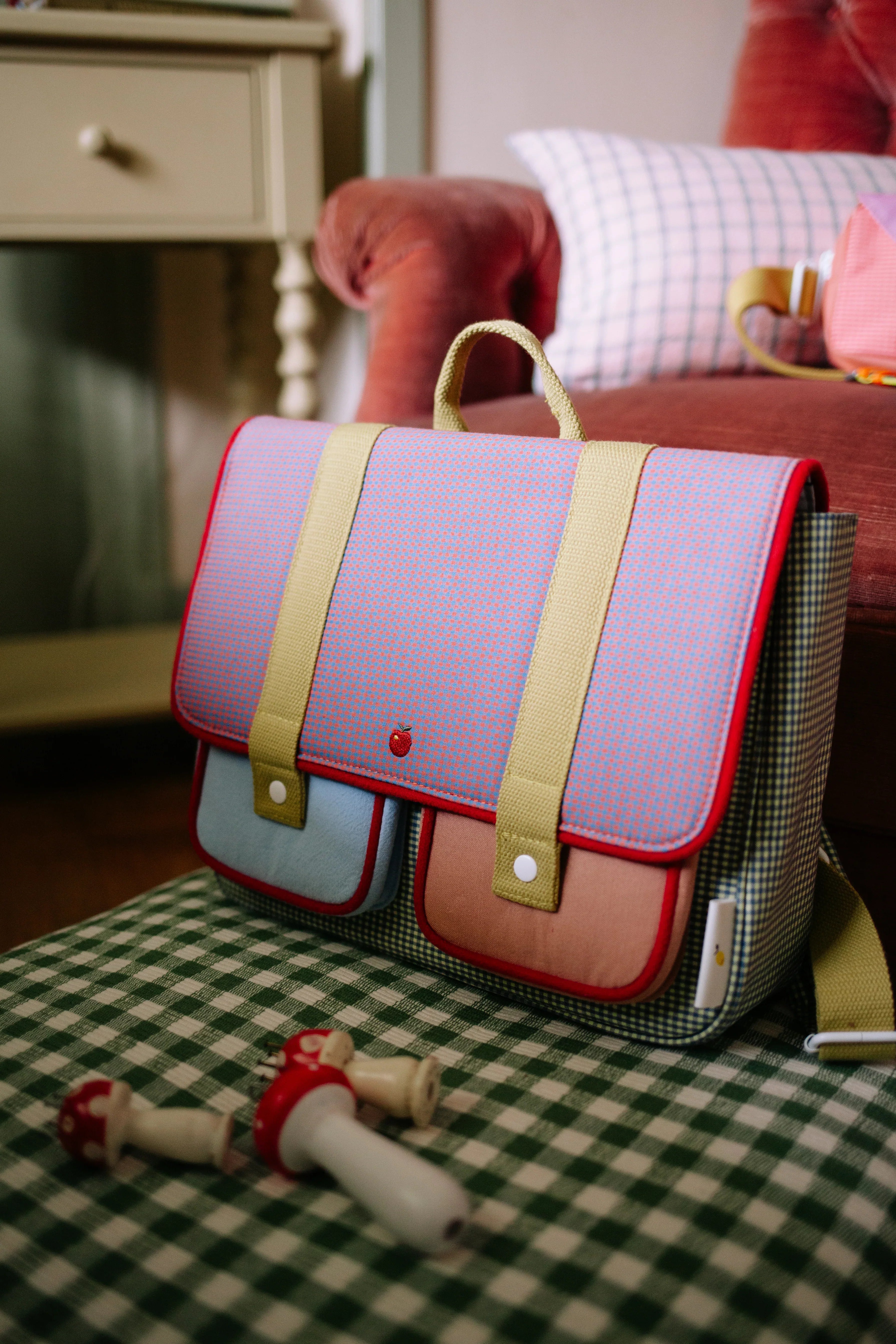 Sticky Lemon School Bag | Lemon Tree | Gingham Midnight + Moon