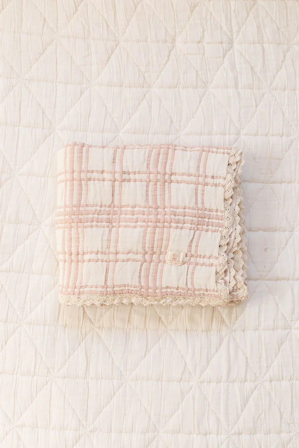 Organic Cotton Baby Blanket - French Plaid, Petal